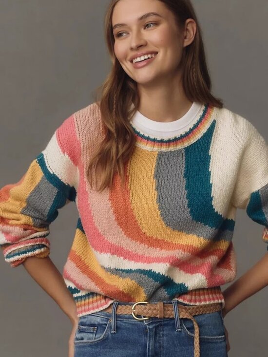 MOTHER Sweaters - Mother The Itsy Crop Jumper Sweater Cotton Hypnotize Me Multicolor L